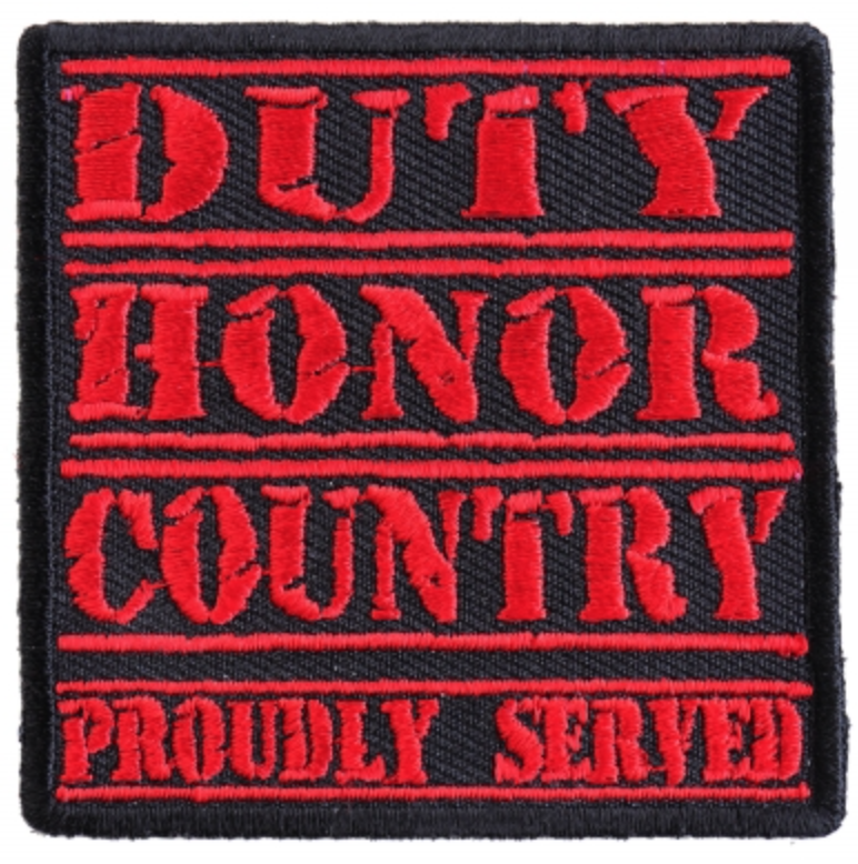 Duty Honor Country Proudly Served Patch - Red